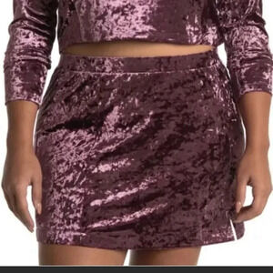 ABOUND Velvet Pull-on Mini Skirt with Slit Burgundy Purple Velour Size L